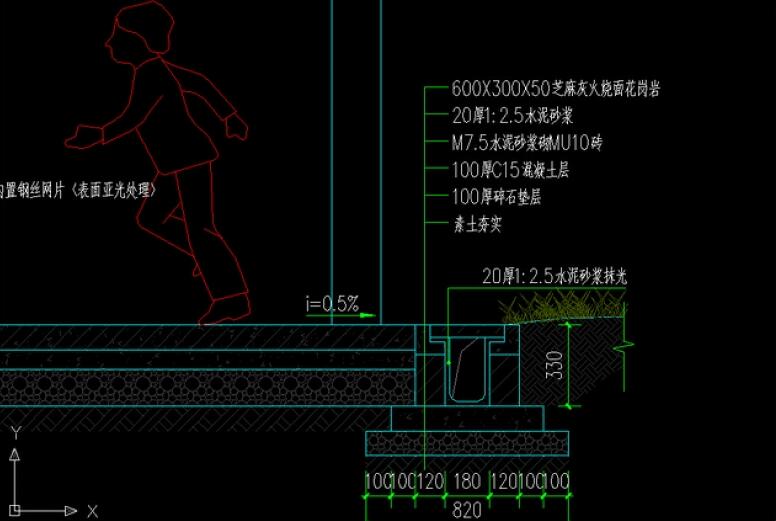 標準籃球場施工圖及籃球架、排水溝圖紙